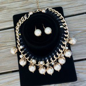 💎New BOLD 1” Faux Pearl Accessory Necklace Earrin